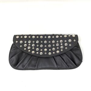 Dark gray clutch purse with silver studs